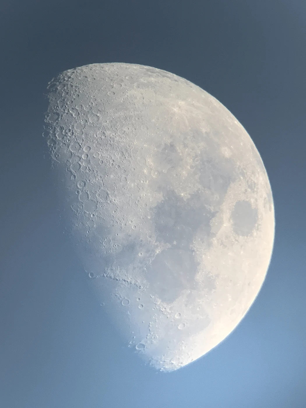 Daytime moon through telescope